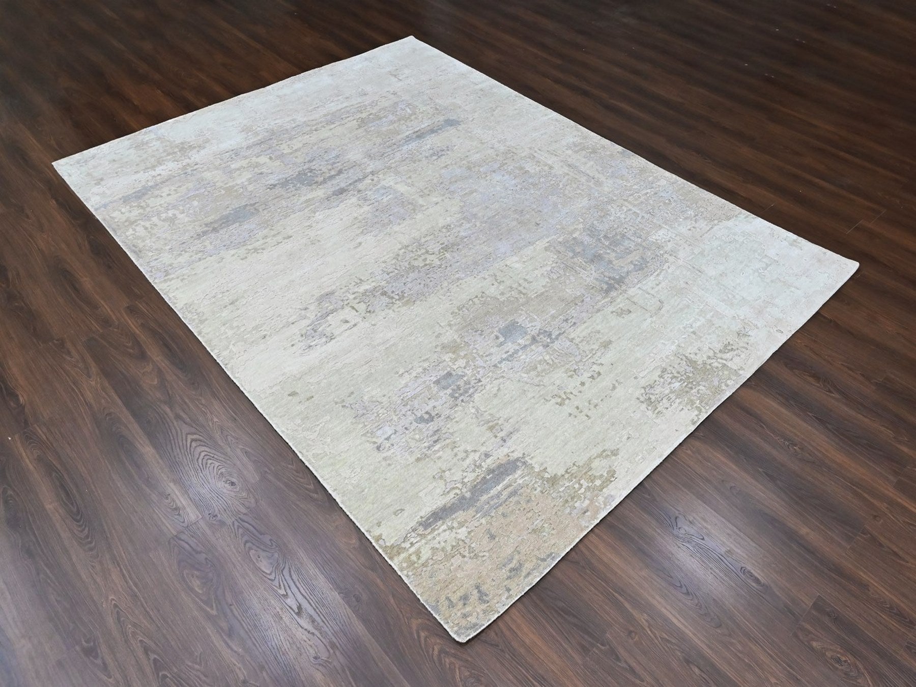 Modern / Contemporary hand-knotted wool/silk rug in Purple, 8'11" x 11'11" — SKU O010411 (view 3)