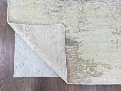 Modern / Contemporary hand-knotted wool/silk rug in Purple, 8'11" x 11'11" — SKU O010411 (view 4)