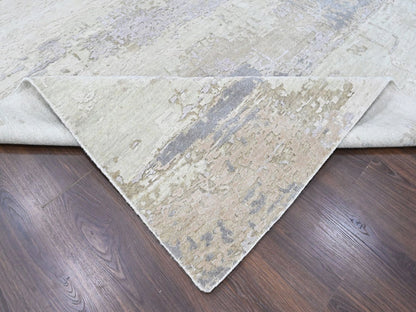 Modern / Contemporary hand-knotted wool/silk rug in Purple, 8'11" x 11'11" — SKU O010411 (view 6)