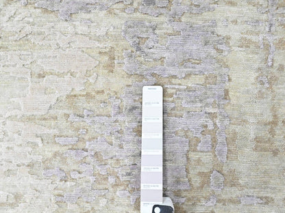 Modern / Contemporary hand-knotted wool/silk rug in Purple, 8'11" x 11'11" — SKU O010411 (view 7)