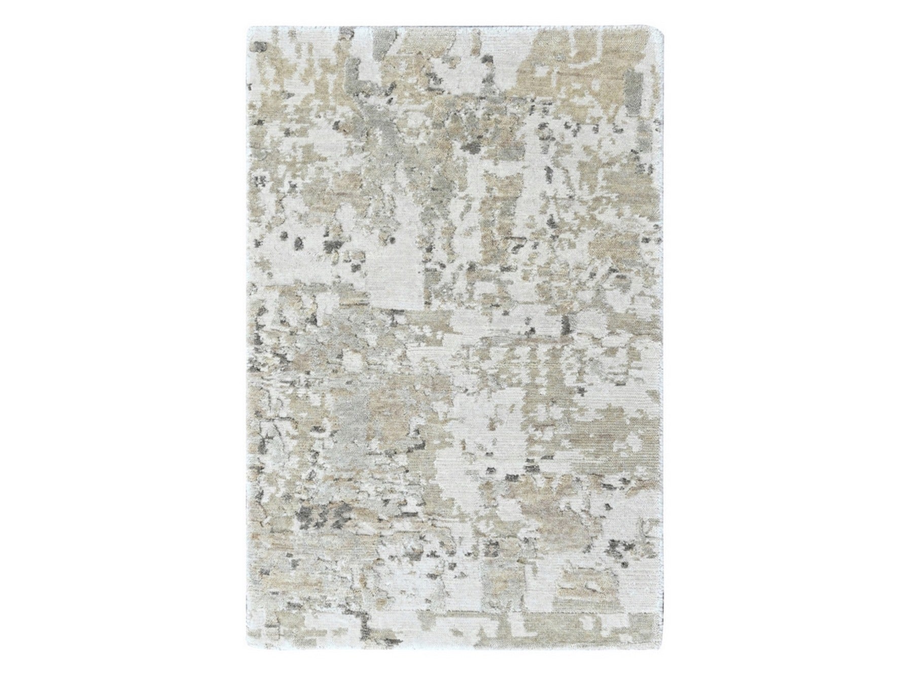 Green 1'11" x 2'10" Modern and Contemporary Hand knotted Wool/Silk Rug - Sku: O010412