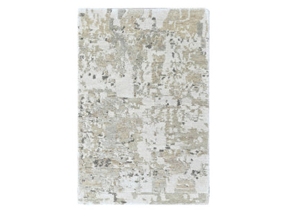 Green 1'11" x 2'10" Modern and Contemporary Hand knotted Wool/Silk Rug - Sku: O010412