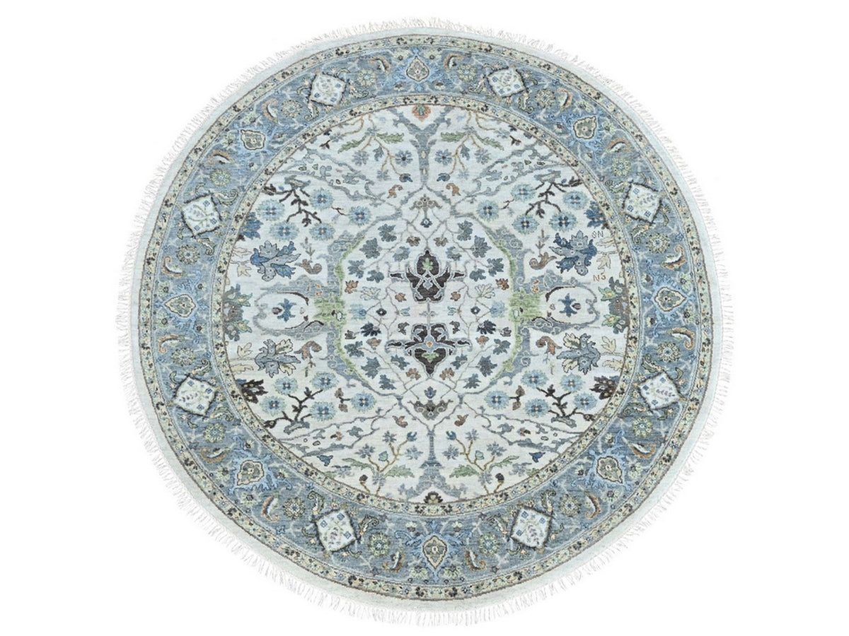 Oushak Oushak hand-knotted wool rug in Gray, 6'11" x 6'11" — SKU O010414