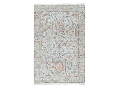 Mahal Oushak hand-knotted wool rug in Gray, 3'1" x 4'11" — SKU O010415