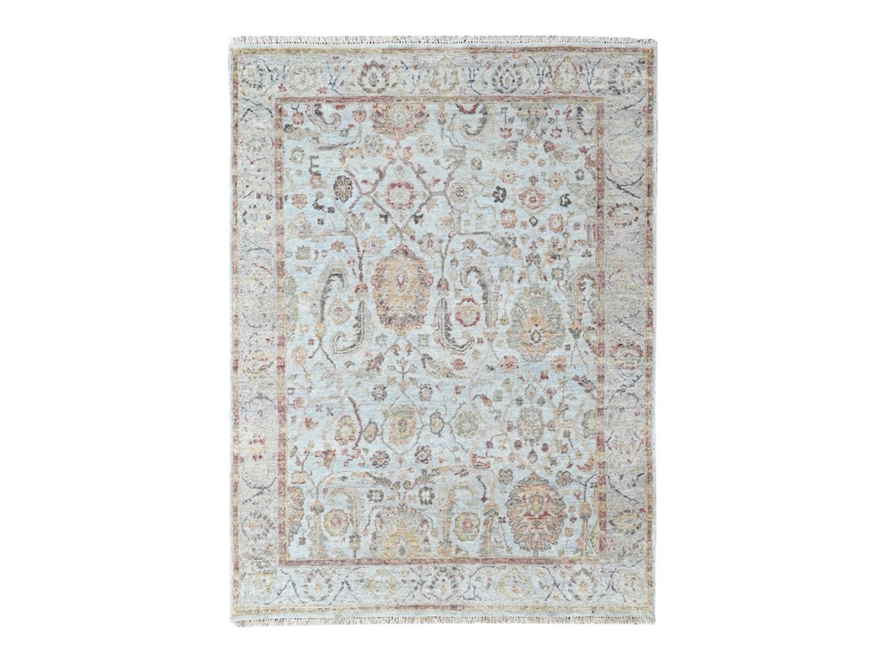 Mahal Oushak hand-knotted wool rug in Gray, 5' x 7' — SKU O010416
