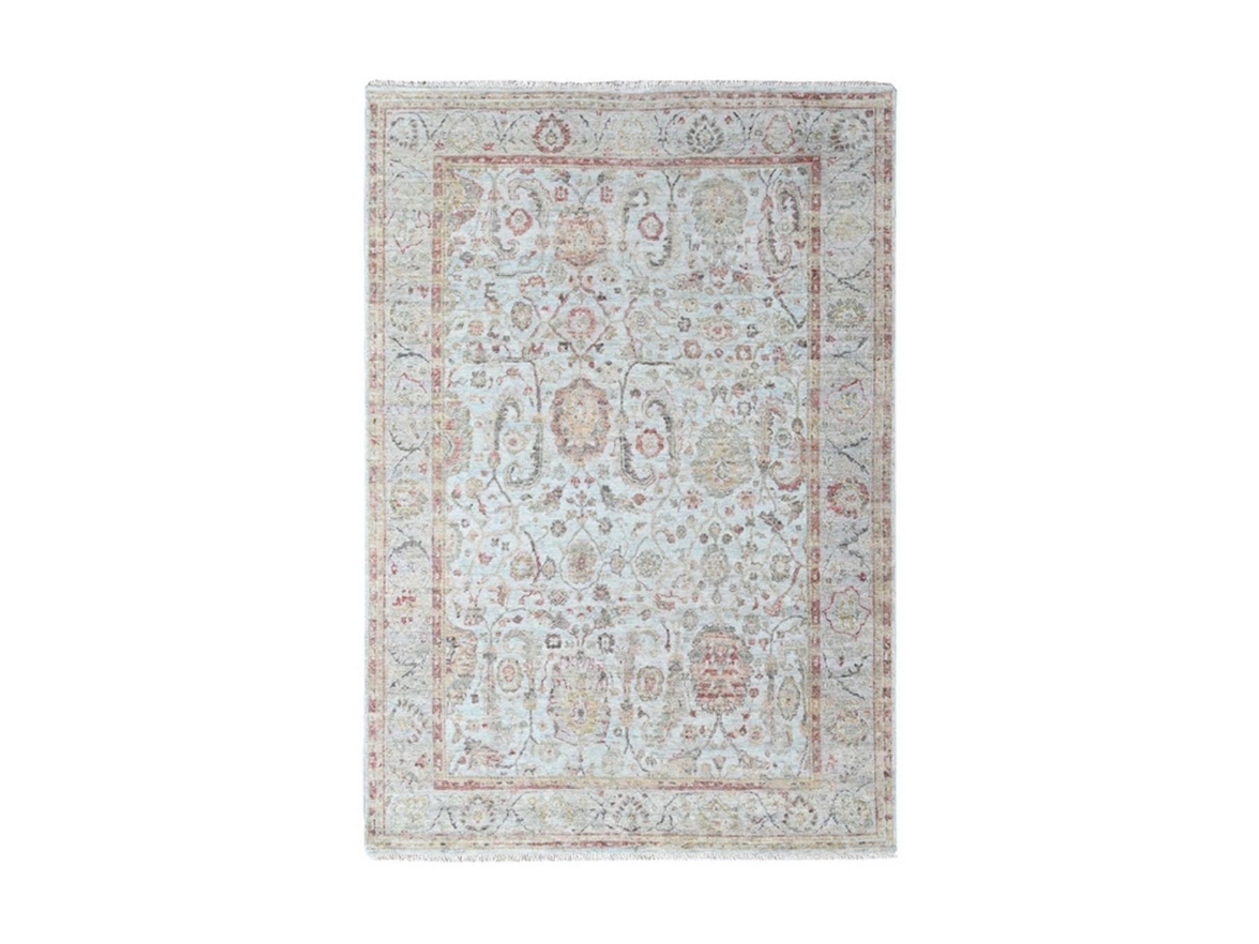 Grey 5'11" x 8'10" Oushak And Peshawar Hand knotted Wool Rug - Sku: O010417