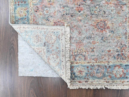 Mahal Oushak hand-knotted wool rug in Pink & Light Blue, 3' x 4'10" — SKU O010418 (view 3)