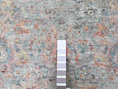 Mahal Oushak hand-knotted wool rug in Pink & Light Blue, 3' x 4'10" — SKU O010418 (view 4)