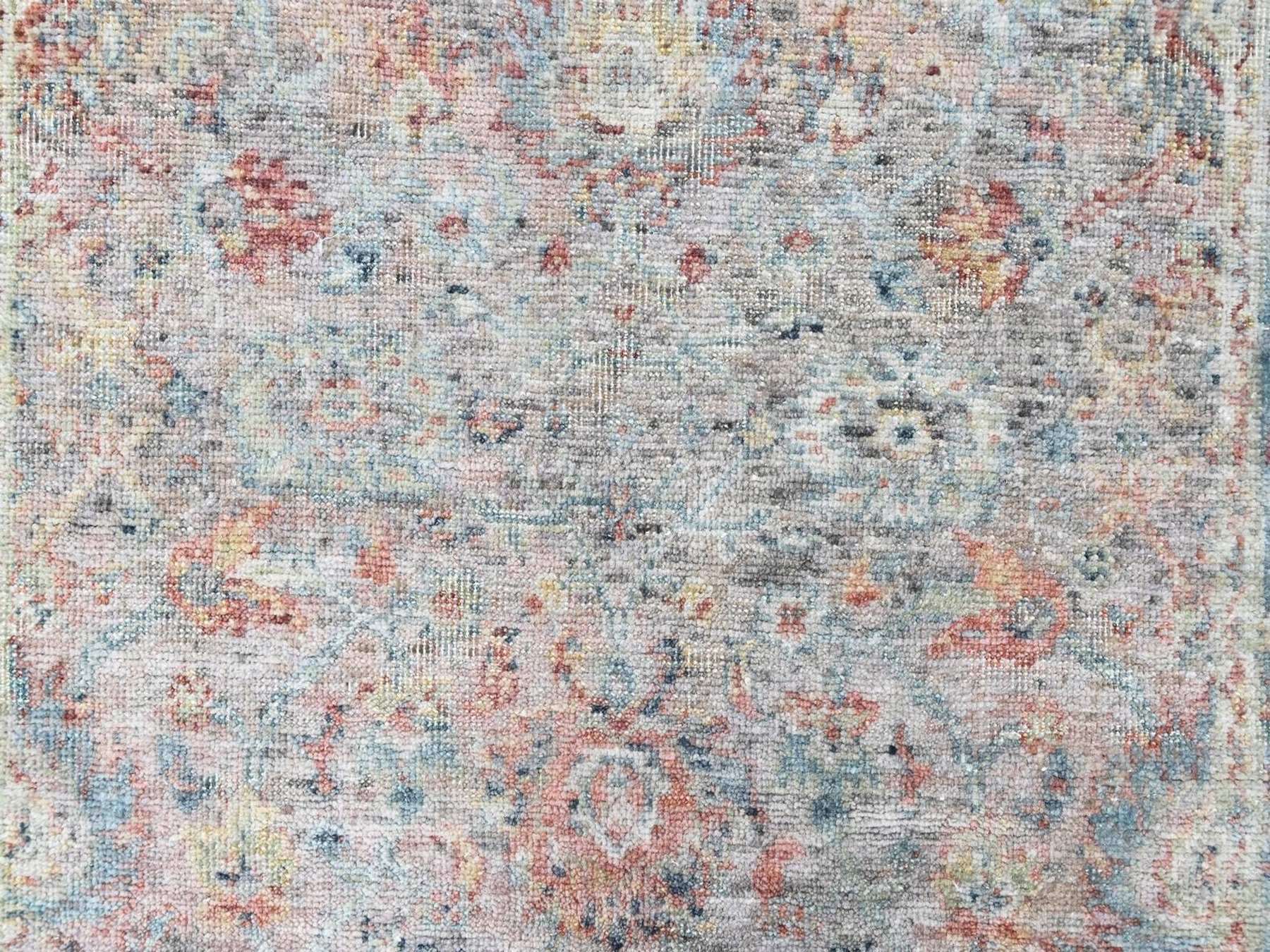 Mahal Oushak hand-knotted wool rug in Pink & Light Blue, 3' x 4'10" — SKU O010418 (view 5)