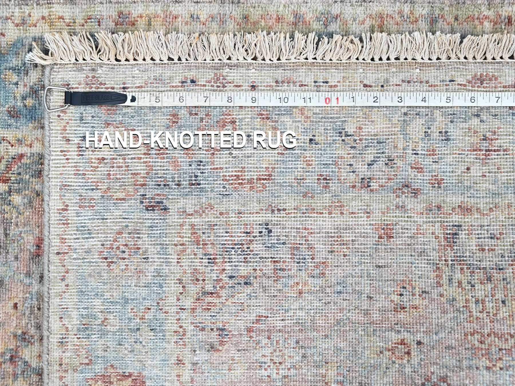 Mahal Oushak hand-knotted wool rug in Pink & Light Blue, 3' x 4'10" — SKU O010418 (view 8)