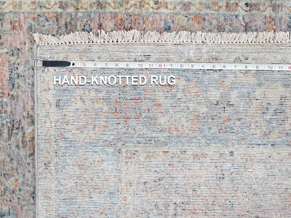 Mahal Oushak hand-knotted wool rug in Pink & Light Blue, 4'11" x 7'1" — SKU O010420 (view 8)