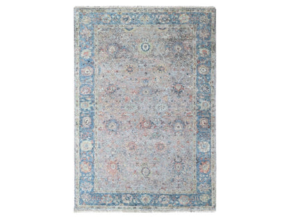 Pink 6'0" x 8'10" Oushak And Peshawar Hand knotted Wool Rug - Sku: O010421