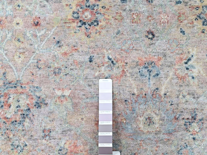 Mahal Oushak hand-knotted wool rug in Pink & Light Blue, 6' x 8'10" — SKU O010421 (view 4)