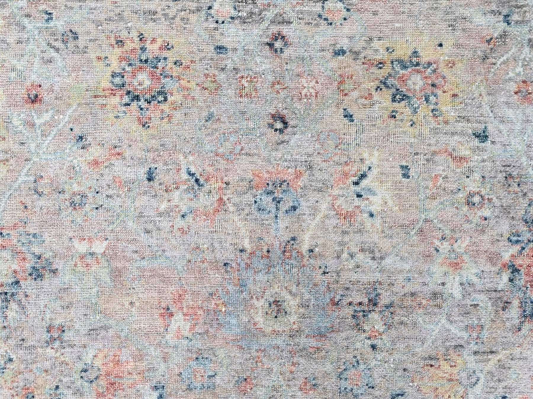 Mahal Oushak hand-knotted wool rug in Pink & Light Blue, 6' x 8'10" — SKU O010421 (view 5)