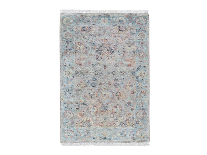 Pink 2'0" x 3'0" Oushak And Peshawar Hand knotted Wool Rug - Sku: O010425