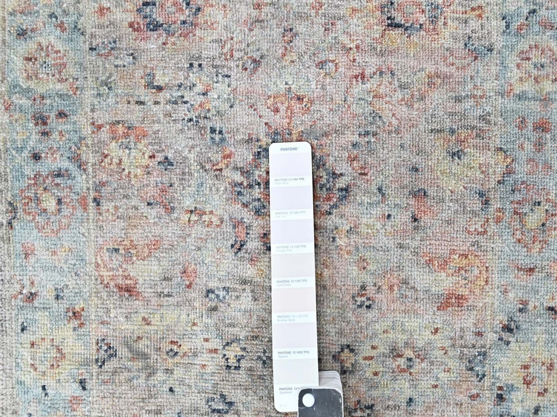 Mahal Oushak hand-knotted wool rug in Pink & Light Blue, 2' x 3' — SKU O010425 (view 3)