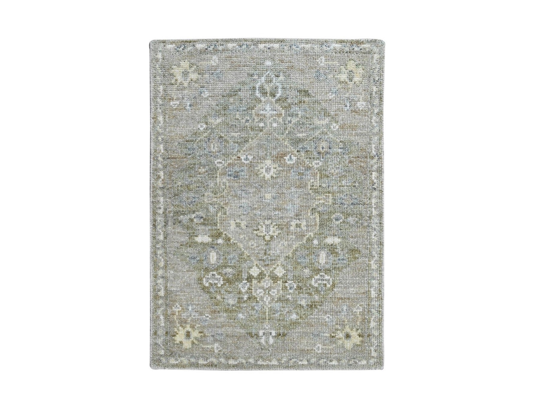 Green 1'10" x 2'10" Oushak And Peshawar Hand knotted Wool Rug - Sku: O010426