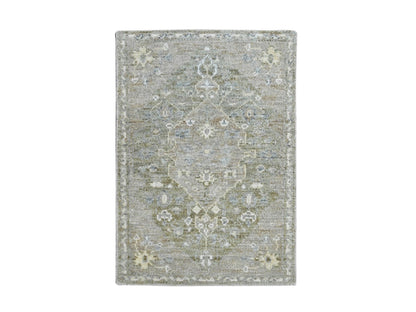 Green 1'10" x 2'10" Oushak And Peshawar Hand knotted Wool Rug - Sku: O010426