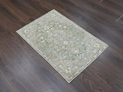 Oushak Oushak hand-knotted wool rug in Green, 1'10" x 2'10" — SKU O010426 (view 2)