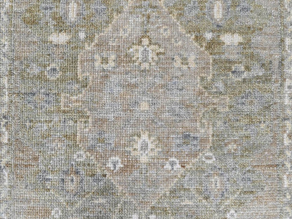 Green 1'11" x 2'10" Oushak And Peshawar Hand knotted Wool Rug - Sku: O010427