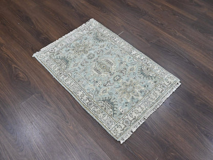 Green 1'11" x 2'11" Heriz Hand knotted Wool Rug - Sku: O010429