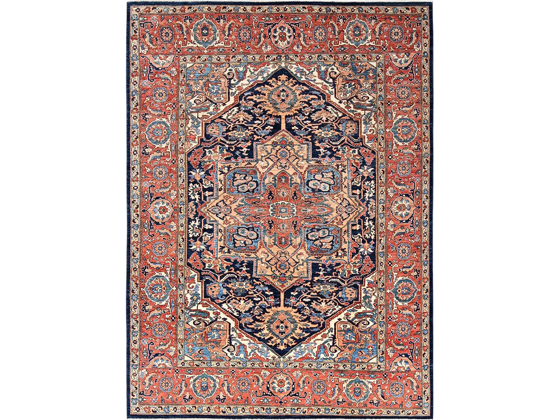 Blue 9'0" x 12'1" Tribal & Geometric Hand knotted Wool Rug - Sku: O01042