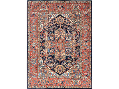 Blue 9'0" x 12'1" Tribal & Geometric Hand knotted Wool Rug - Sku: O01042