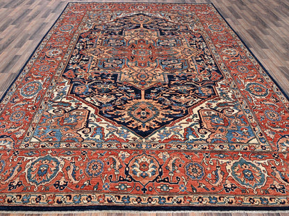 Blue 9'0" x 12'1" Tribal & Geometric Hand knotted Wool Rug - Sku: O01042