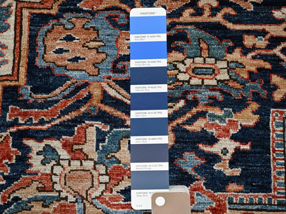 Blue 9'0" x 12'1" Tribal & Geometric Hand knotted Wool Rug - Sku: O01042