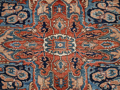 Blue 9'0" x 12'1" Tribal & Geometric Hand knotted Wool Rug - Sku: O01042