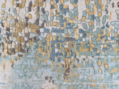 Green 1'10" x 2'11" Modern and Contemporary Hand knotted Wool/Silk Rug - Sku: O010430