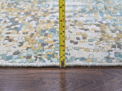 Green 1'10" x 2'11" Modern and Contemporary Hand knotted Wool/Silk Rug - Sku: O010430