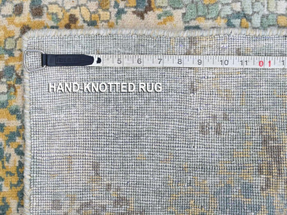 Green 1'10" x 2'11" Modern and Contemporary Hand knotted Wool/Silk Rug - Sku: O010430