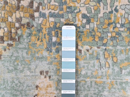 Green 1'11" x 2'11" Modern and Contemporary Hand knotted Wool/Silk Rug - Sku: O010431