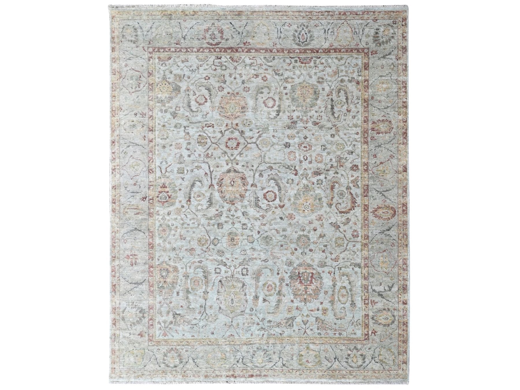 Mahal Oushak hand-knotted wool rug in Gray, 9' x 12' — SKU O010435