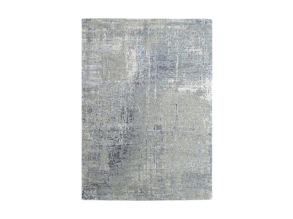 Modern / Contemporary hand-knotted wool/silk rug in Gray, 6'1" x 9' — SKU O010438