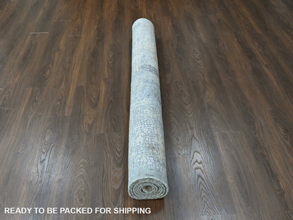 Modern / Contemporary hand-knotted wool/silk rug in Gray, 6'1" x 9' — SKU O010438 (view 6)