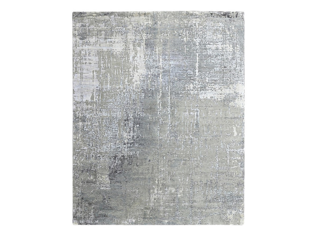 Modern / Contemporary hand-knotted wool/silk rug in Gray, 8' x 9'9" — SKU O010439