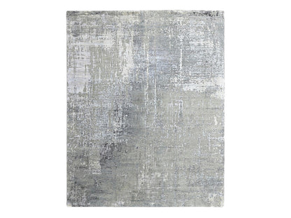Modern / Contemporary hand-knotted wool/silk rug in Gray, 8' x 9'9" — SKU O010439
