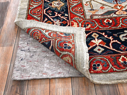 Grey 8'10" x 11'10" Tribal & Geometric Hand knotted Wool Rug - Sku: O01043