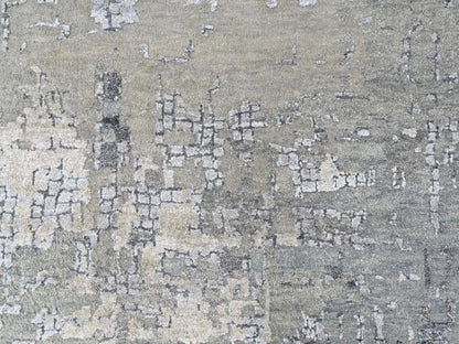 Modern / Contemporary hand-knotted wool/silk rug in Gray, 11'10" x 14'9" — SKU O010440 (view 8)