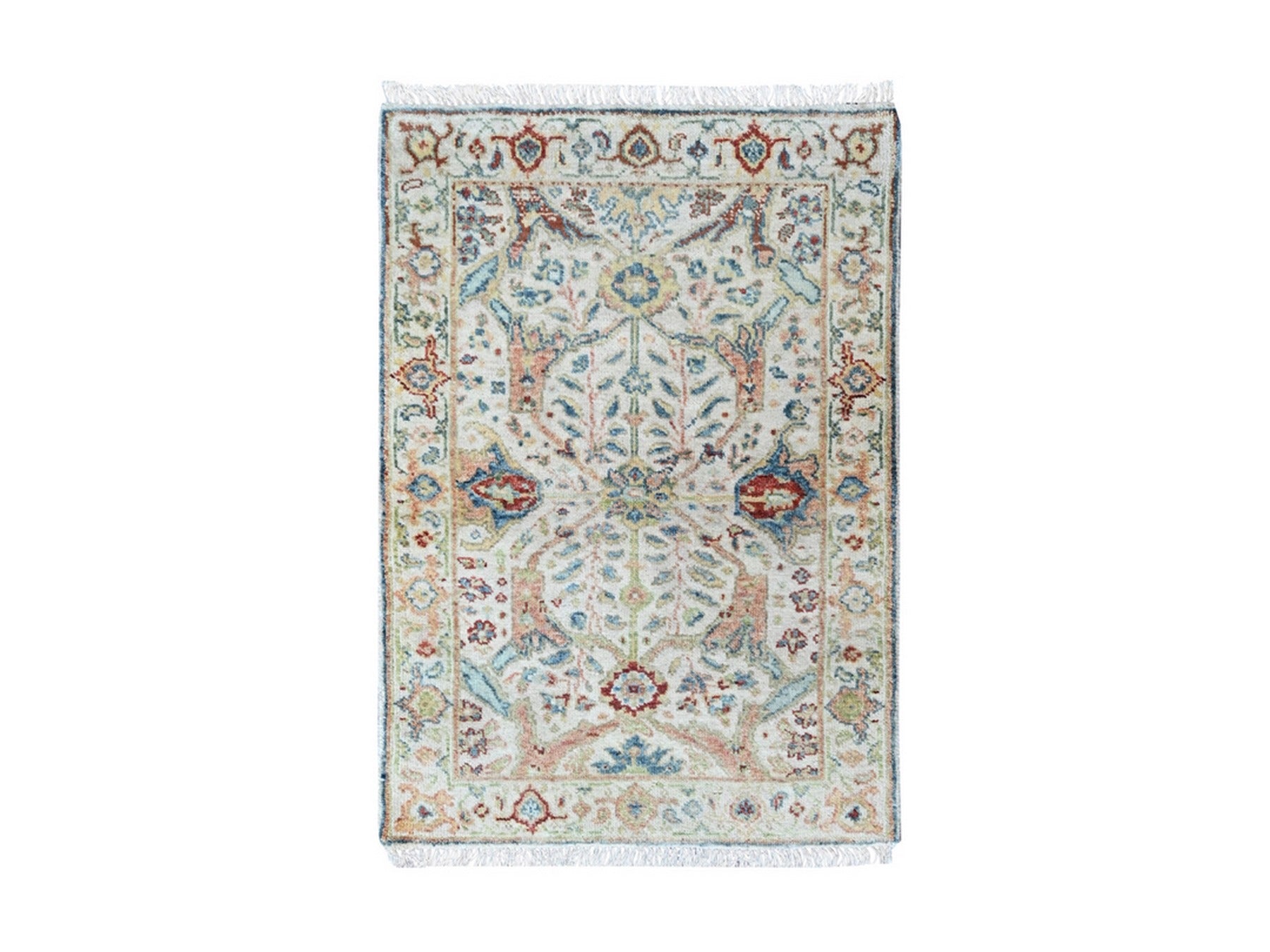 Mahal Oushak hand-knotted wool rug in Ivory, 2' x 2'11" — SKU O010445