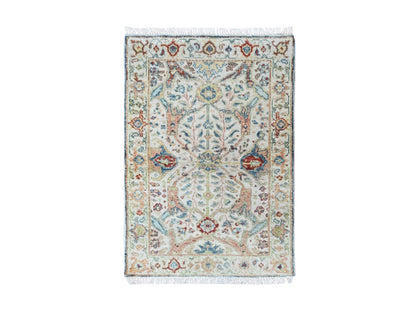 Mahal Oushak hand-knotted wool rug in Ivory, 2' x 2'11" — SKU O010445
