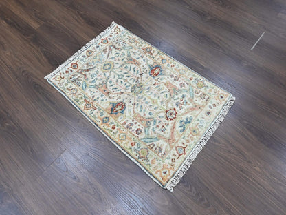 Mahal Oushak hand-knotted wool rug in Ivory, 2' x 2'11" — SKU O010445 (view 2)