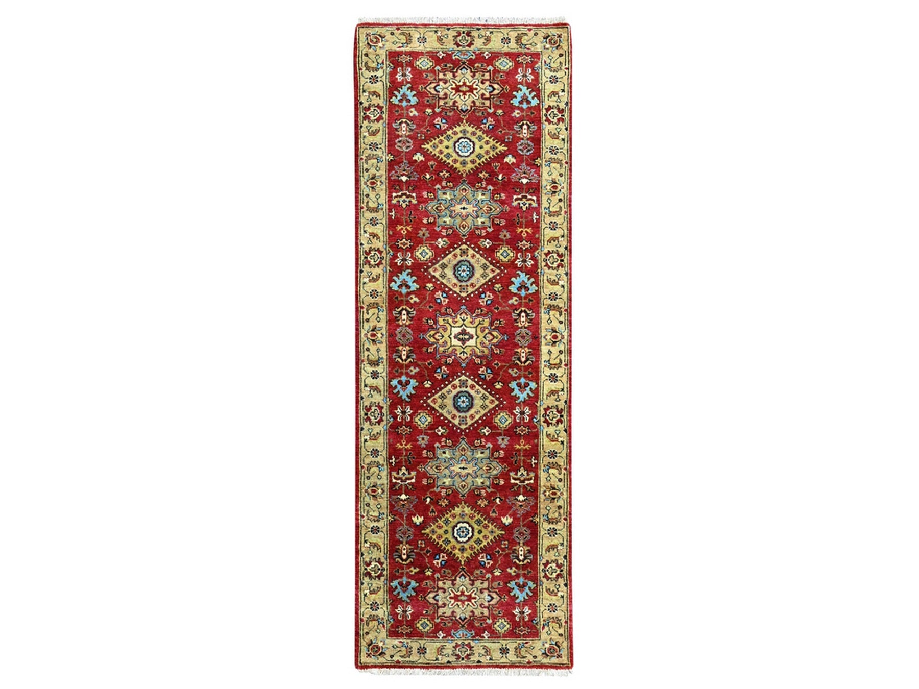 Red 2'7" x 8'1" Heriz Hand knotted Wool Rug - Sku: O010447