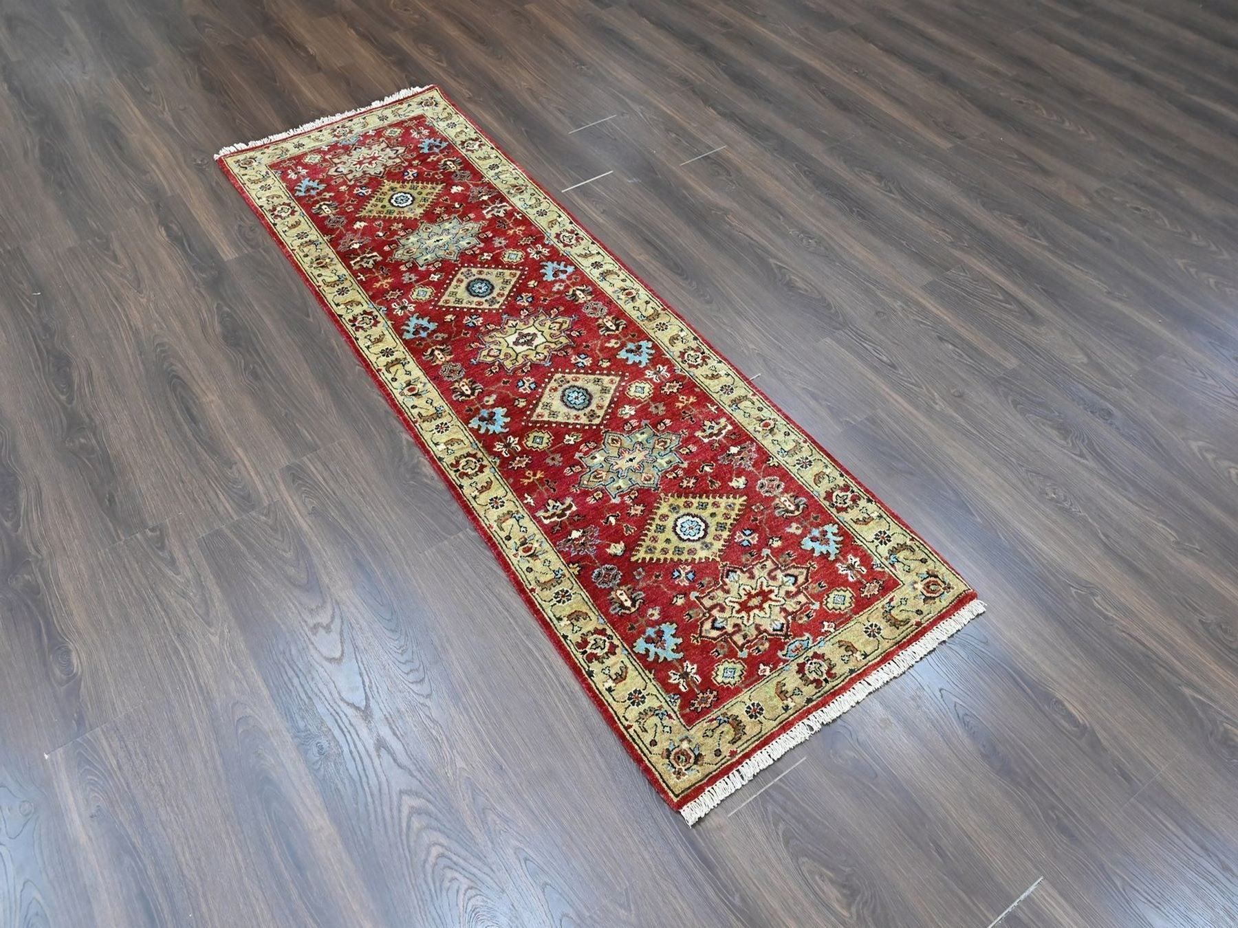 Heriz hand-knotted wool runner in Red & Beige, 2'7" x 8'1" — SKU O010447 (view 2)