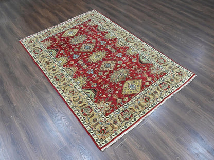 Heriz hand-knotted wool rug in Red & Beige, 6' x 8'11" — SKU O010448 (view 2)
