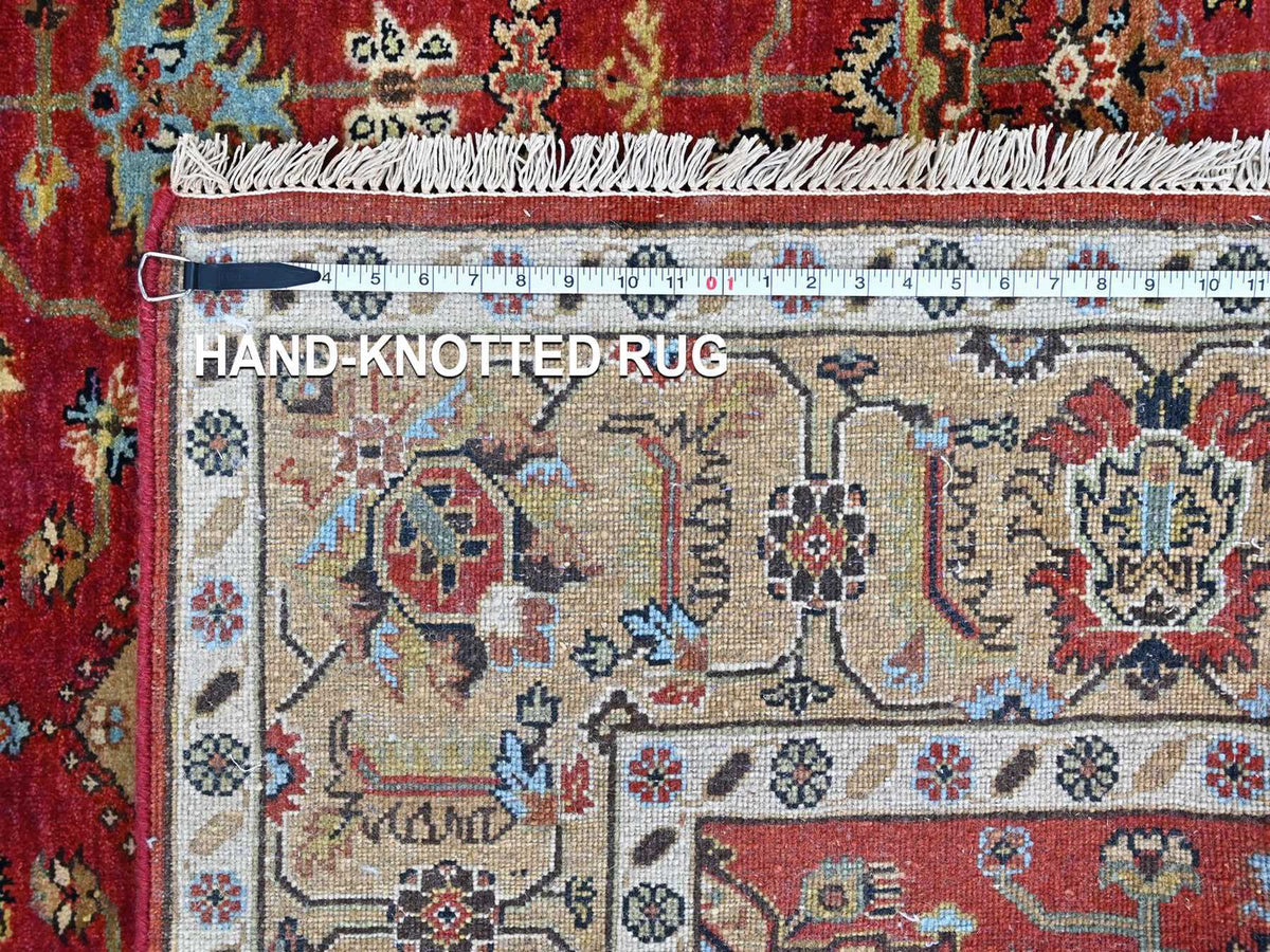 Heriz hand-knotted wool rug in Red & Beige, 6' x 8'11" — SKU O010448 (view 8)