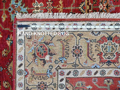 Heriz hand-knotted wool rug in Red & Beige, 6' x 8'11" — SKU O010448 (view 8)