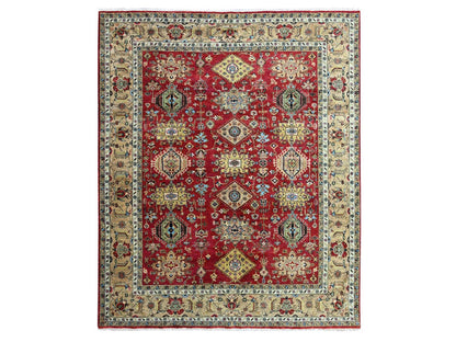 Red 8'0" x 9'10" Heriz Hand knotted Wool Rug - Sku: O010449